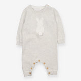 Grey knit sleep suit footless with bunny
