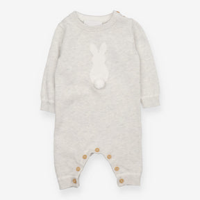 Grey knit sleep suit footless with bunny