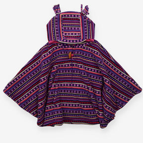 Fleece Poncho Pink and Purple with Flowers and Hea