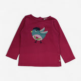 T-shirt Long Sleeve Plum with Bird Applique