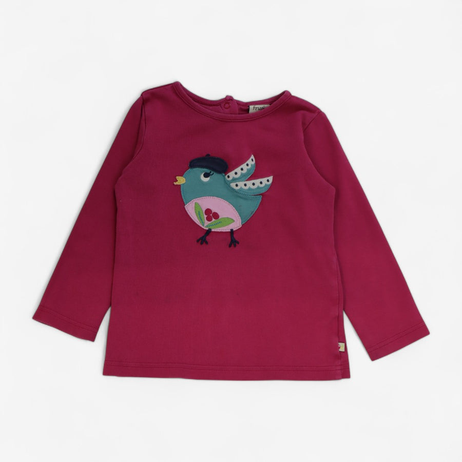 T-shirt Long Sleeve Plum with Bird Applique