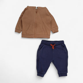 Zip Hoodie & Joggers Brown & Navy
