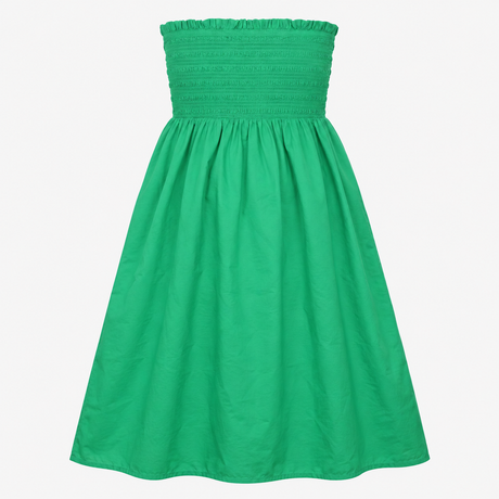 Shirred Bandeau Midi Dress Bright Green Pure Cotto
