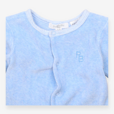 Sleepsuit blue velour stripe feet