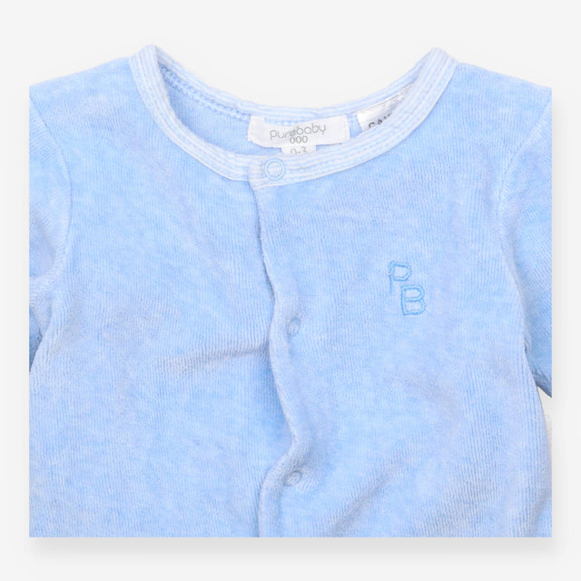 Sleepsuit blue velour stripe feet
