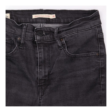 Straight Jeans Washed Black High Rise Slim Fit