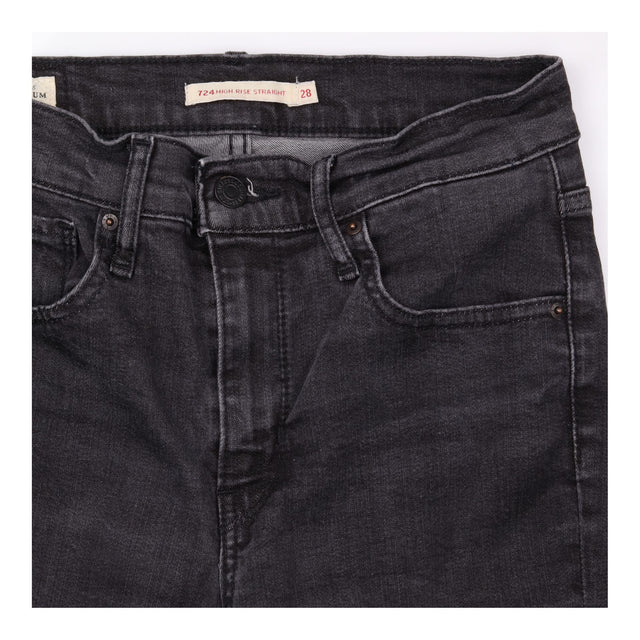 Straight Jeans Washed Black High Rise Slim Fit