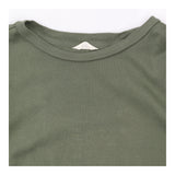 Top Khaki Olive Green Puff 3/4 Sleeve Crew Neck