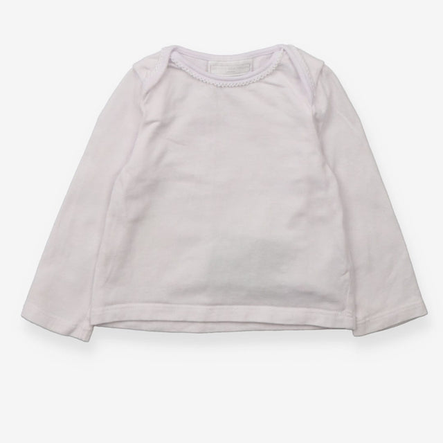 Tee LS white frill edge