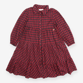 Angel and Rocket Tiered Collared Shirt Dress Burgu