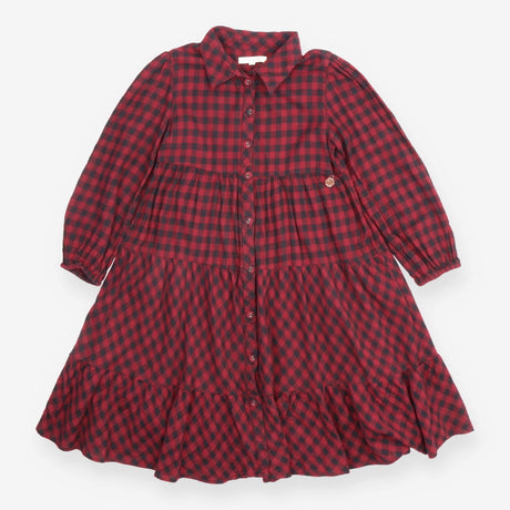 Angel and Rocket Tiered Collared Shirt Dress Burgu
