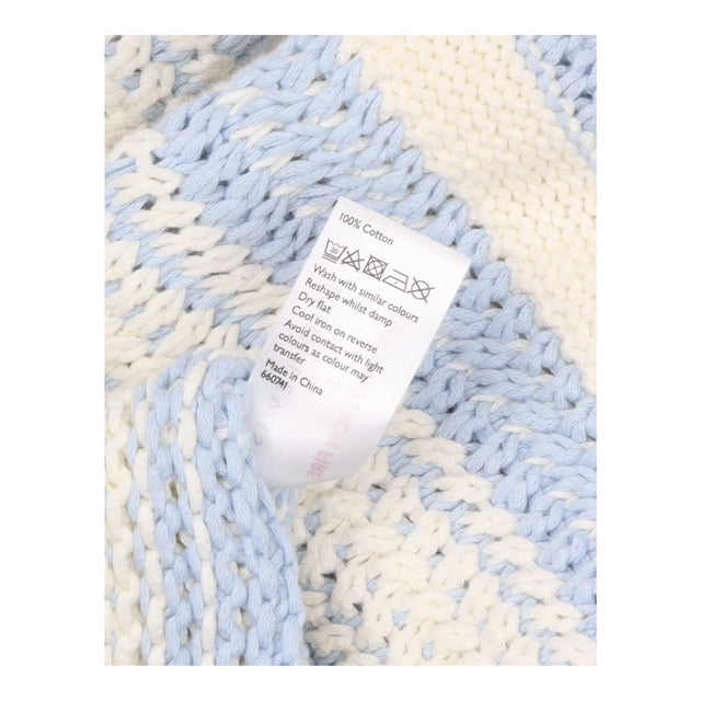 Chunky Textured Knit Striped Jumper Blue Cream