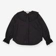 Cotton Blouse Black Embroidered Statement Collar
