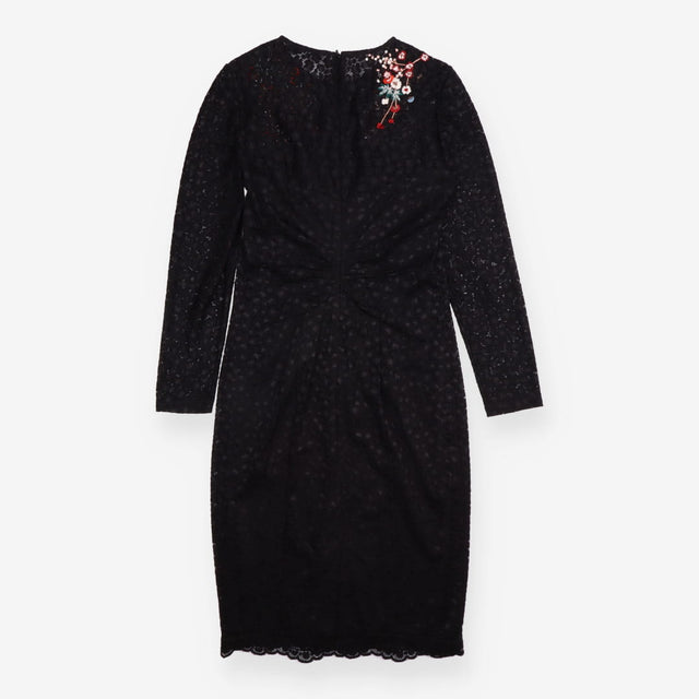 Dress Black Floral Embroidered Lace Midi