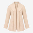 Cardigan Beige Open Front Shawl Collar Ribbed Slee