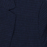 Navy Wool Blend Herringbone Blazer Gold Lining