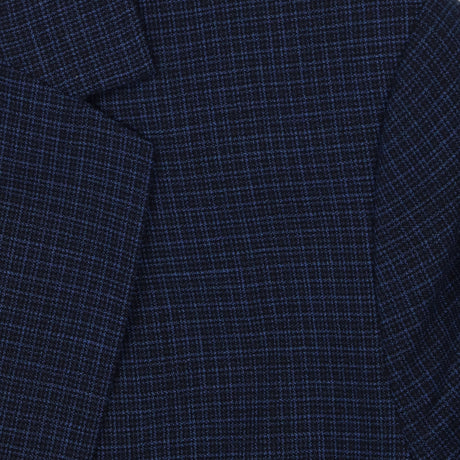 Navy Wool Blend Herringbone Blazer Gold Lining