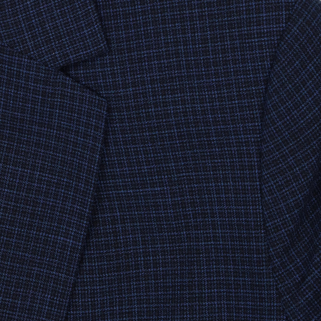 Navy Wool Blend Herringbone Blazer Gold Lining
