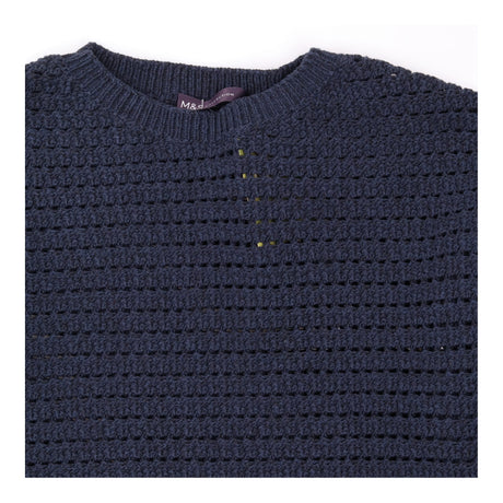 Jumper Navy Blue Open Knit Crew Neck Long Sleeve