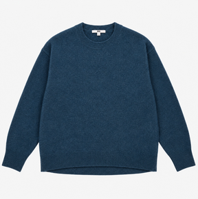 Jumper Blue Wool Blend Oversized Crew Neck