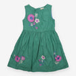 Sleeveless Dress Green with Purple Flowers
