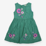 Sleeveless Dress Green with Purple Flowers