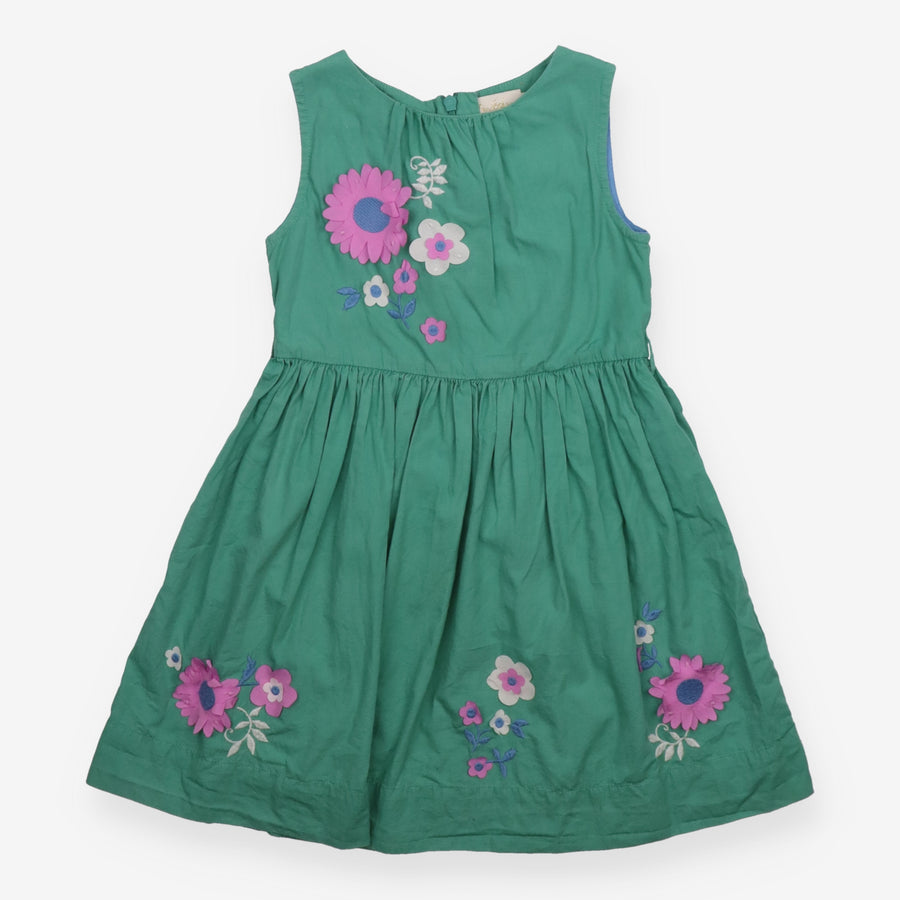 Sleeveless Dress Green with Purple Flowers