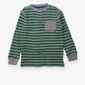 T-shirt long sleeve waffle green stripe