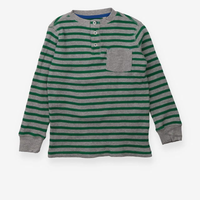 T-shirt long sleeve waffle green stripe