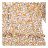 Ochre Yellow & Blue Floral Ruffle Tiered Maxi Dres