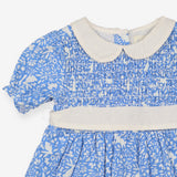 The Prairie Dress Collared Blue with White Flowers