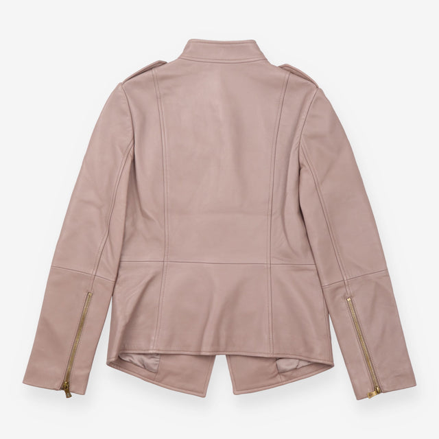 Leather Jacket Taupe Lambskin Four Pocket Utility