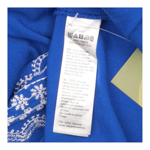 Cobalt Royal Blue 100% Viscose White Folk Embroide