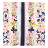 Top Cream Butterfly Floral Print Short Sleeves Nav