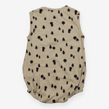 Bubble Romper Ribbed with Trees and Bears Tan Beig