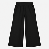 Wide Leg Trousers Black Elasticated Waist Full Len