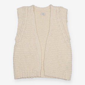Ivory Chunky Knit Open Front Vest