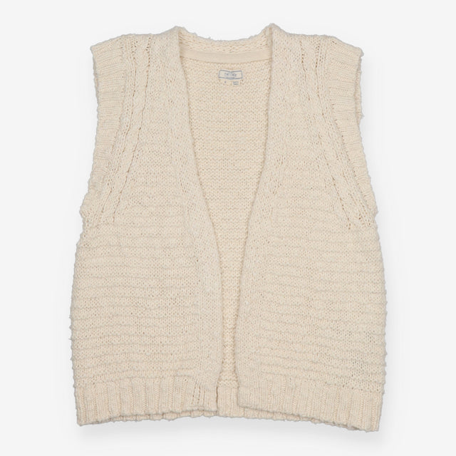 Ivory Chunky Knit Open Front Vest
