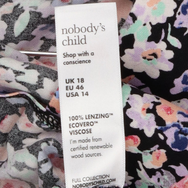 Black Multicolour Floral V Neck Midi Dress