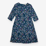 Teal Floral Botanical Midi Dress 3/4 S