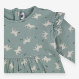 Dress LS jersey green goats
