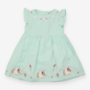Green gingham guinea pig dress