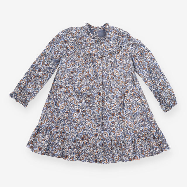 Tiered Jersey Dress Blue Ditsy Floral and Sleevele