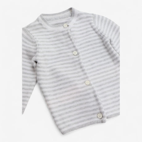 Cardigan Grey and White Stripe