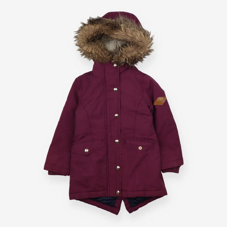 Coat purple fur round hood