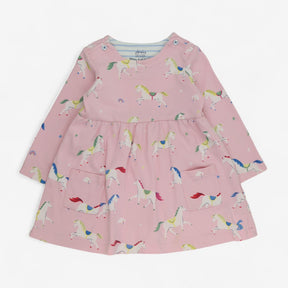 Dress Long Sleeve Jersey Pink with Horses