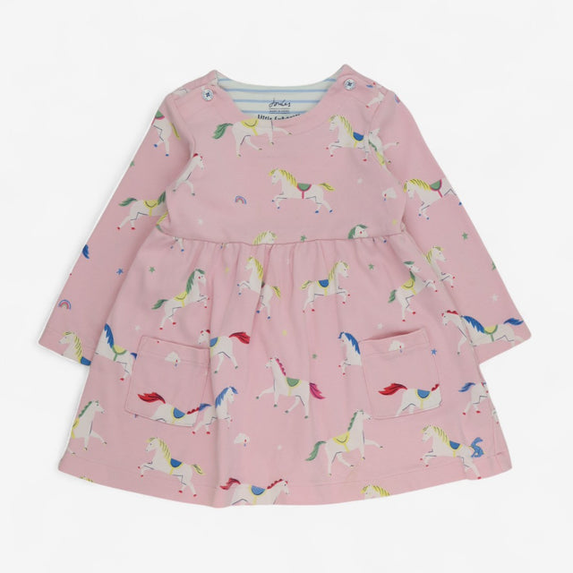 Dress Long Sleeve Jersey Pink with Horses