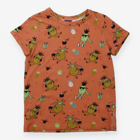 Tee Orange with Holiday Pineapples Prints