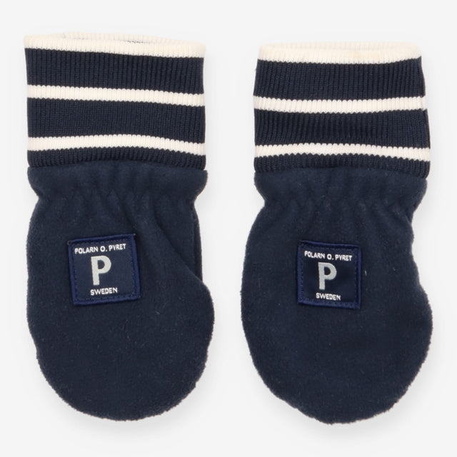 Navy Mittens White Stripes 