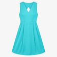 Turquoise Sleeveless V-Neck Fit and Flare Dress wi